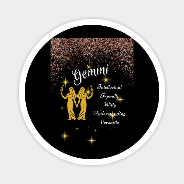 Gemini Zodiac Sign Astrology Tshirt Magnet by Bro Aesthetics